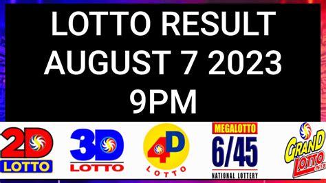 lotto result august 7 2023